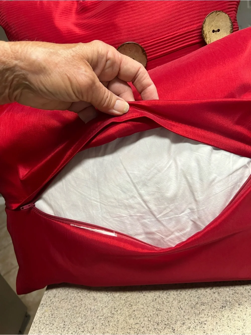 THRO by Marlo Lorenz Two Red Decorative Feather Pillows